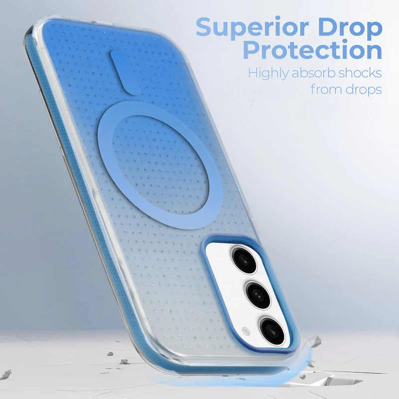 Stunning Dual Shade Starry Wireless Charging Support Hard Back Case for Samsung S23 5G with Colourful Raised Camera Edges - Image 5