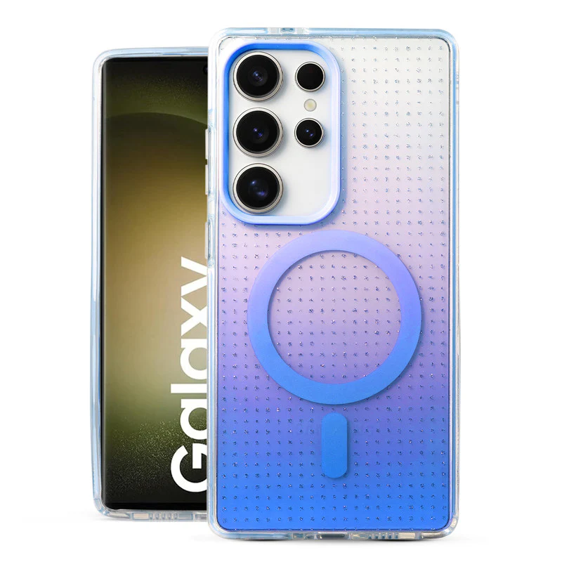 Stunning Dual Shade Starry Wireless Charging Support Hard Back Case for Samsung S23 Ultra 5G with Colourful Raised Camera Edges - Image 10