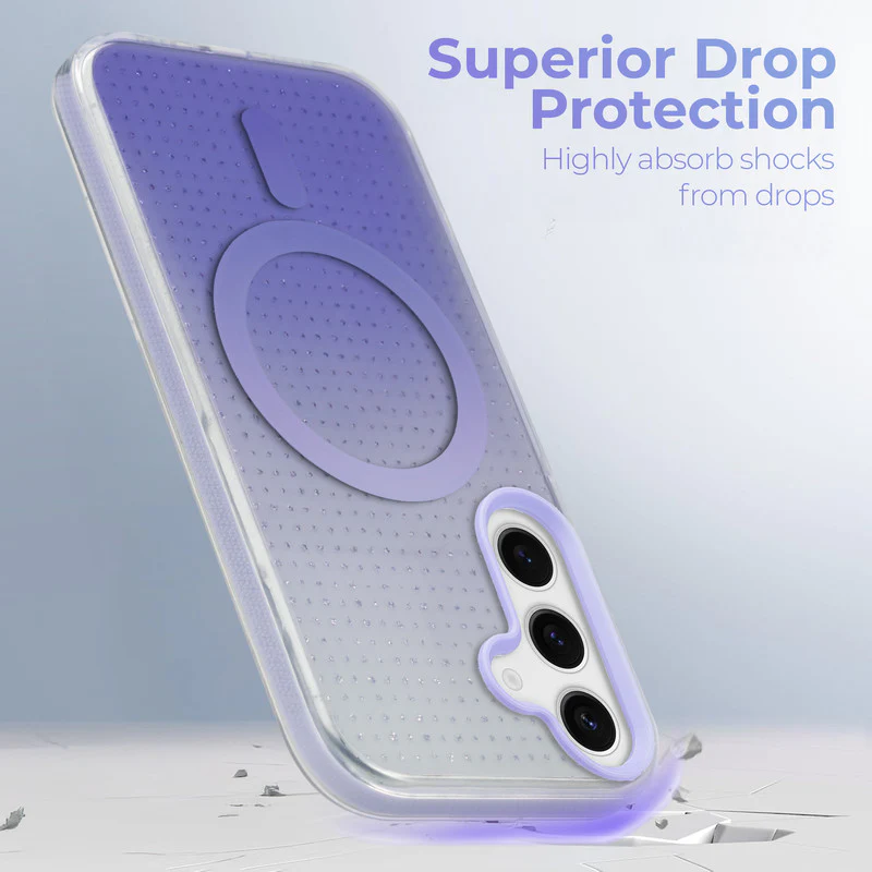 Stunning Dual Shade Starry Wireless Charging Support Hard Back Case for Samsung S24 5G with Colourful Raised Camera Edges - Image 29