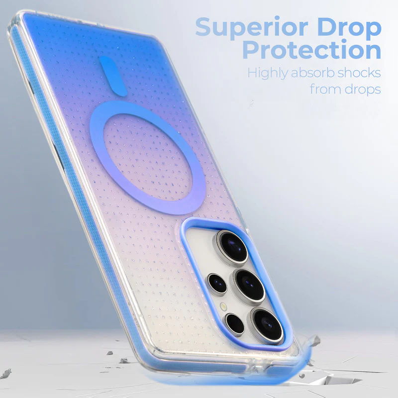 Stunning Dual Shade Starry Wireless Charging Support Hard Back Case for Samsung S24 Ultra 5G with Colourful Raised Camera Edges - Image 17