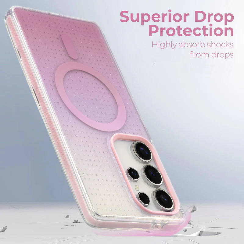 Stunning Dual Shade Starry Wireless Charging Support Hard Back Case for Samsung S24 Ultra 5G with Colourful Raised Camera Edges - Image 29