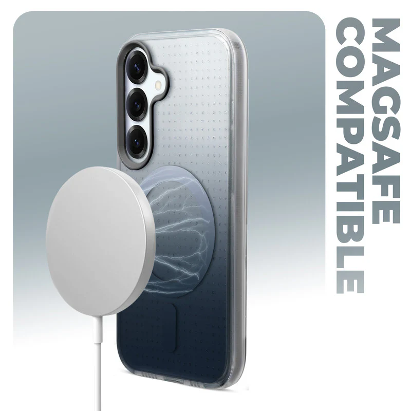 Stunning Dual Shade Starry Wireless Charging Support Hard Back Case for Samsung S25 5G with Colourful Raised Camera Edges - Image 3
