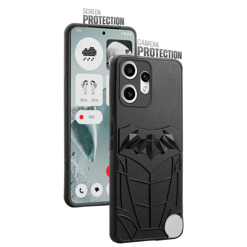 Textured Comic Hero Back Cover for CMF Phone 2 Pro , Soft Silicone Back Case with Shiny Bat Design & Raised Camera Edges - Image 4