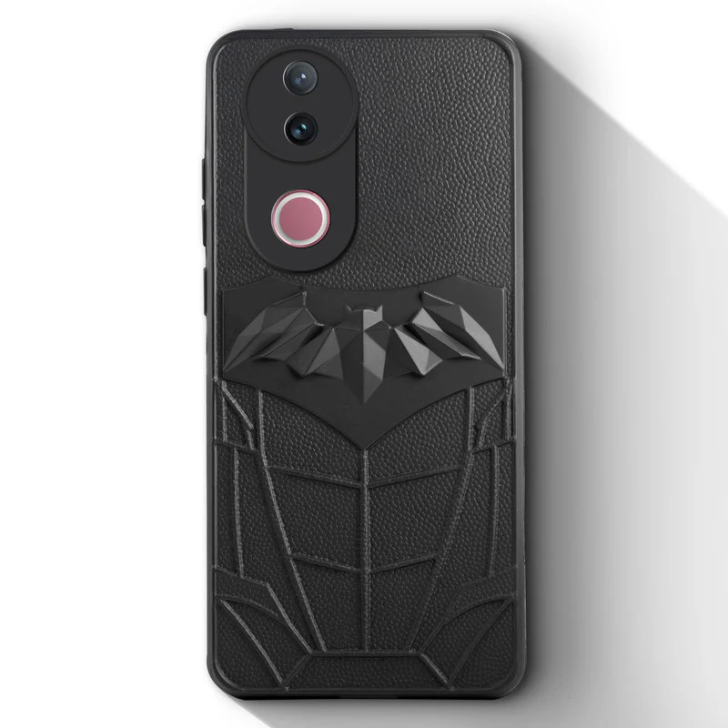 Textured Comic Hero Back Cover for Vivo V50 5G , Soft Silicone Back Case with Shiny Bat Design & Raised Camera Edges - Image 3