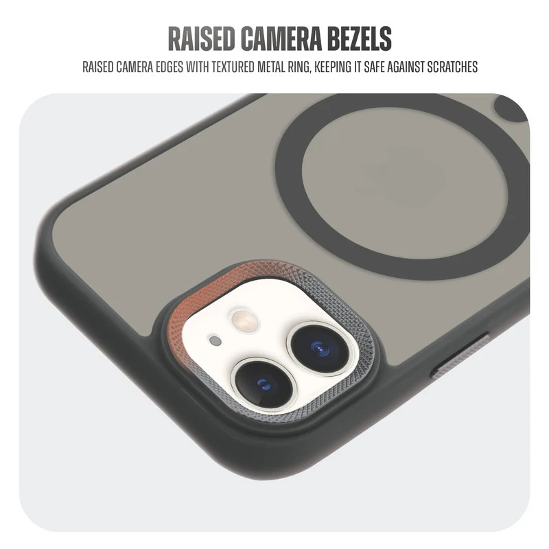 Textured Metal Ring Wireless Charging Support Back Case For Apple iPhone 12 - Image 3