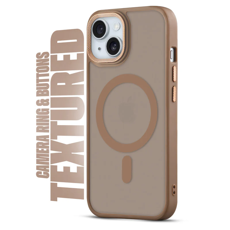 Textured Metal Ring Wireless Charging Support Back Case For Apple iPhone 14 - Image 17