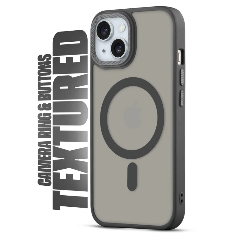 Textured Metal Ring Wireless Charging Support Back Case For Apple iPhone 14 - Image 5