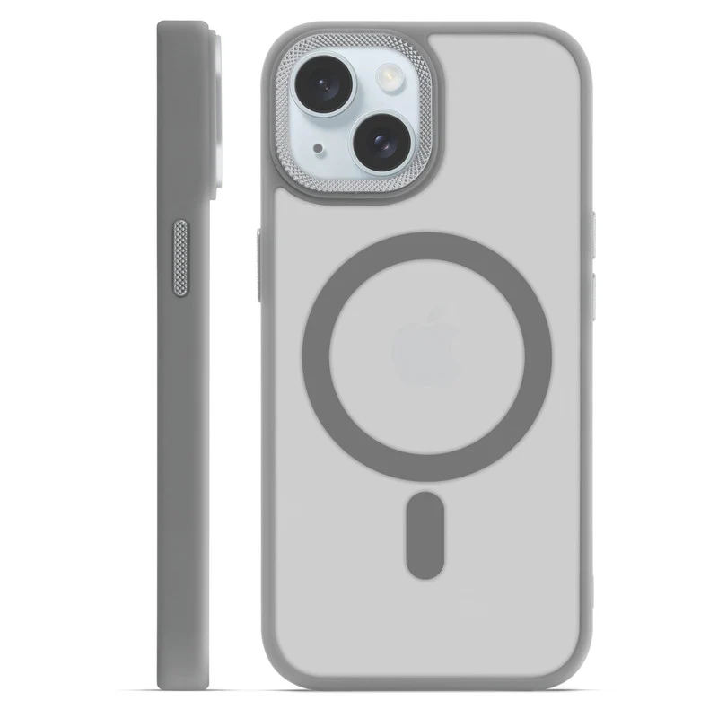 Textured Metal Ring Wireless Charging Support Back Case For Apple iPhone 15 - Image 24
