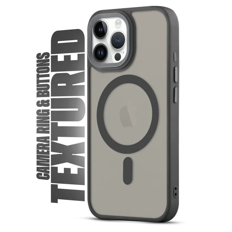 Textured Metal Ring Wireless Charging Support Back Case For Apple iPhone 15 Pro Max - Image 5