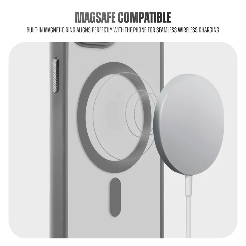 Textured Metal Ring Wireless Charging Support Back Case For Apple iPhone 16 - Image 22