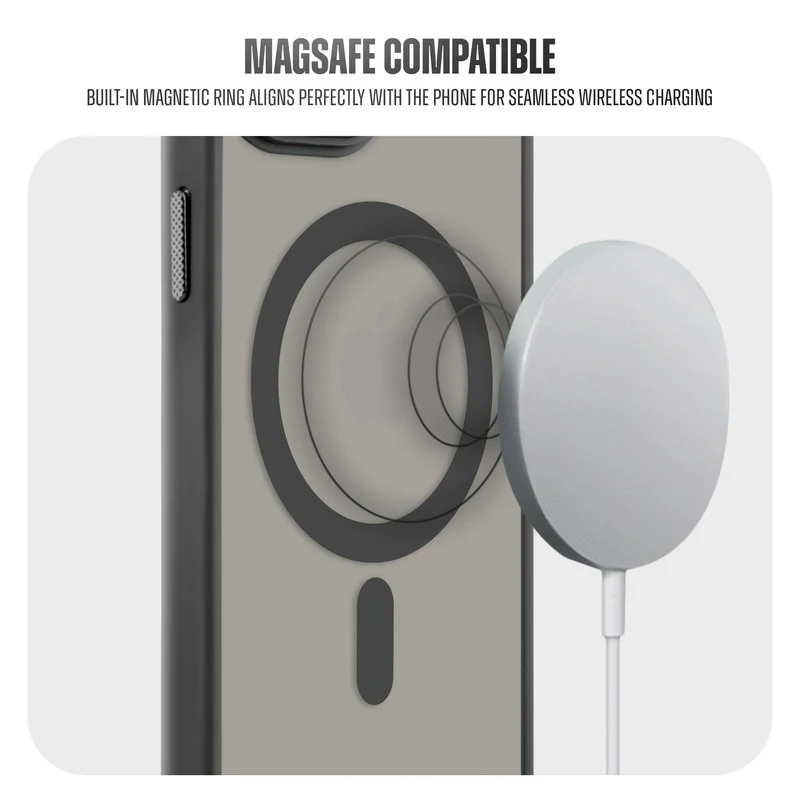Textured Metal Ring Wireless Charging Support Back Case For Apple iPhone 16 Plus - Image 4