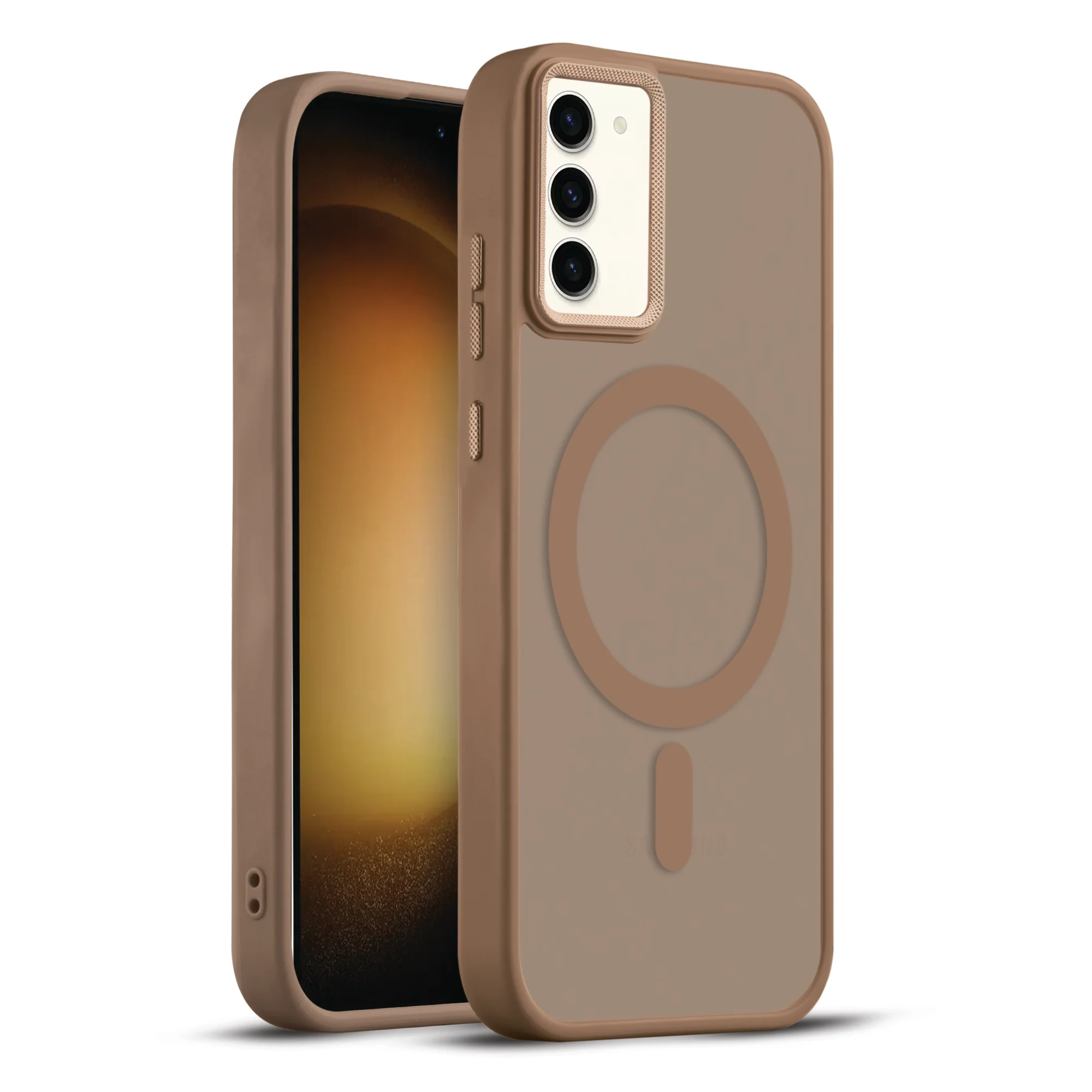 Textured Metal Ring Wireless Charging Support Back Case For Samsung S23 5G - Image 13