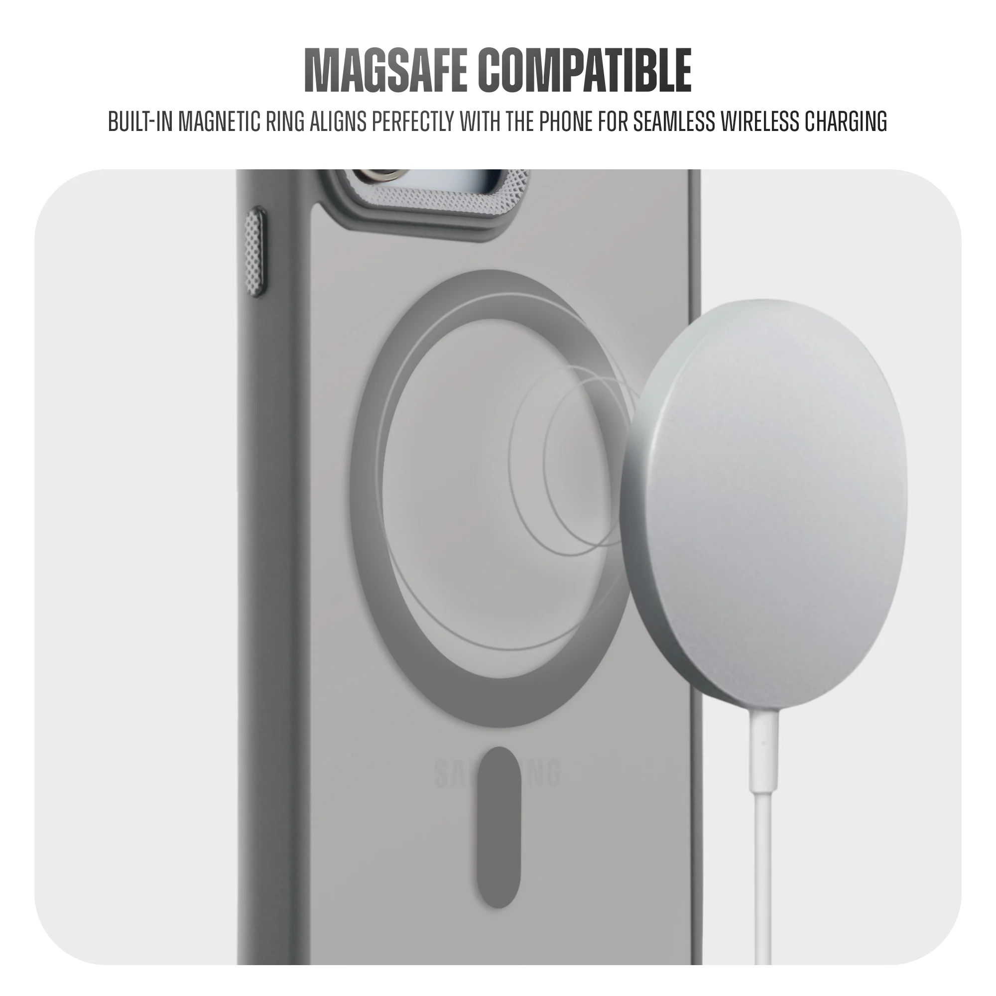 Textured Metal Ring Wireless Charging Support Back Case For Samsung S23 5G - Image 22