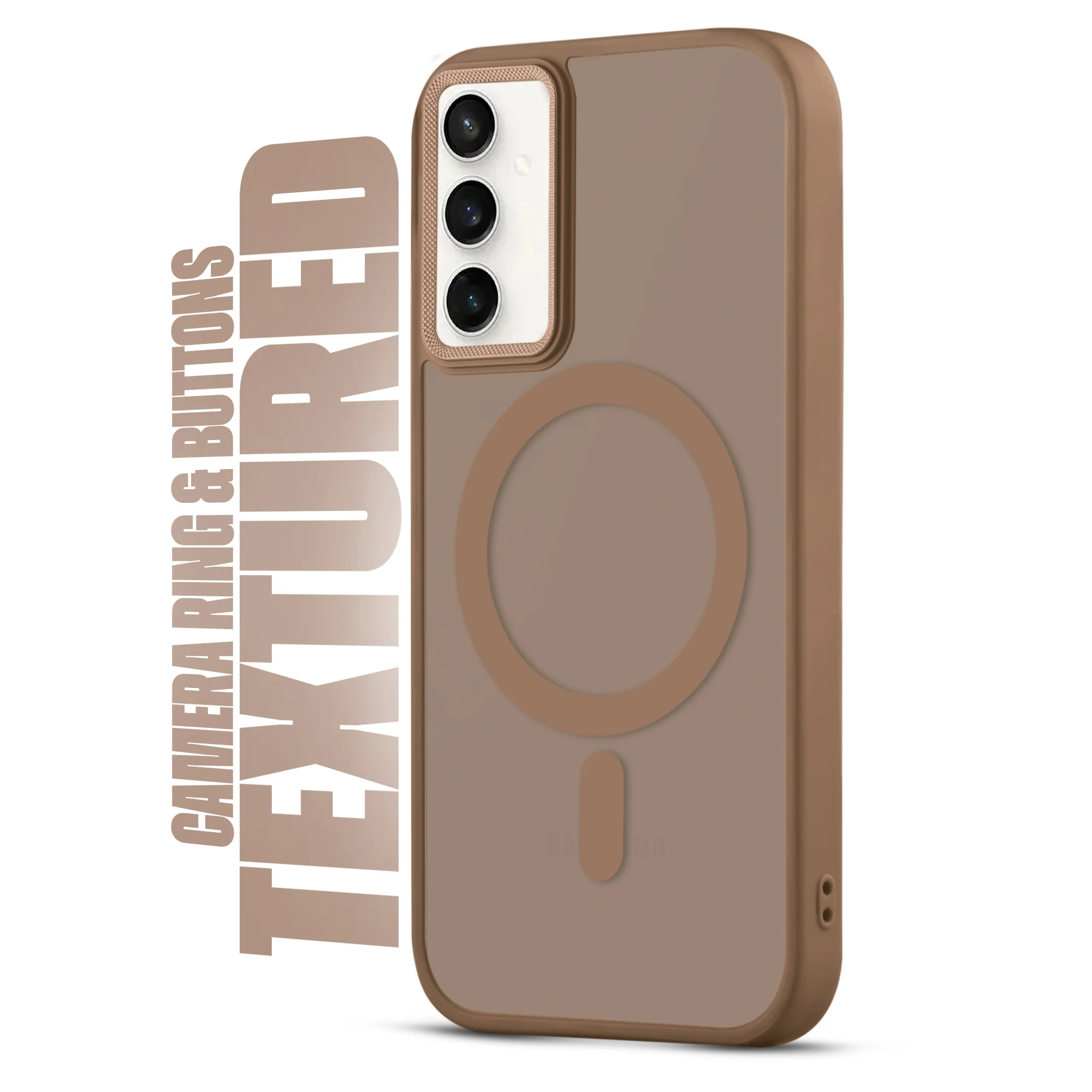 Textured Metal Ring Wireless Charging Support Back Case For Samsung S23 FE 5G - Image 35