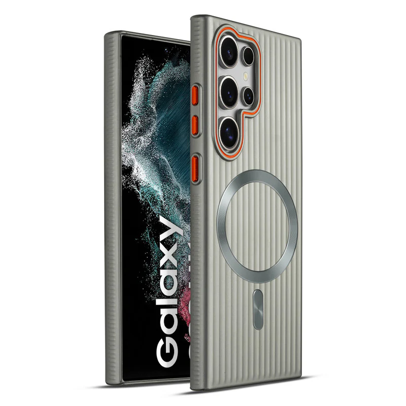 Titanium Grid Armor Hard Back Case For Samsung S22 Ultra 5G, With Wireless Charging Support Compatible - Image 22