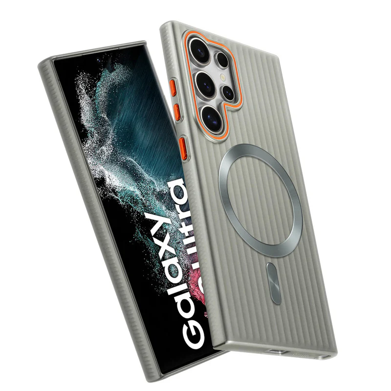 Titanium Grid Armor Hard Back Case For Samsung S22 Ultra 5G, With Wireless Charging Support Compatible - Image 28
