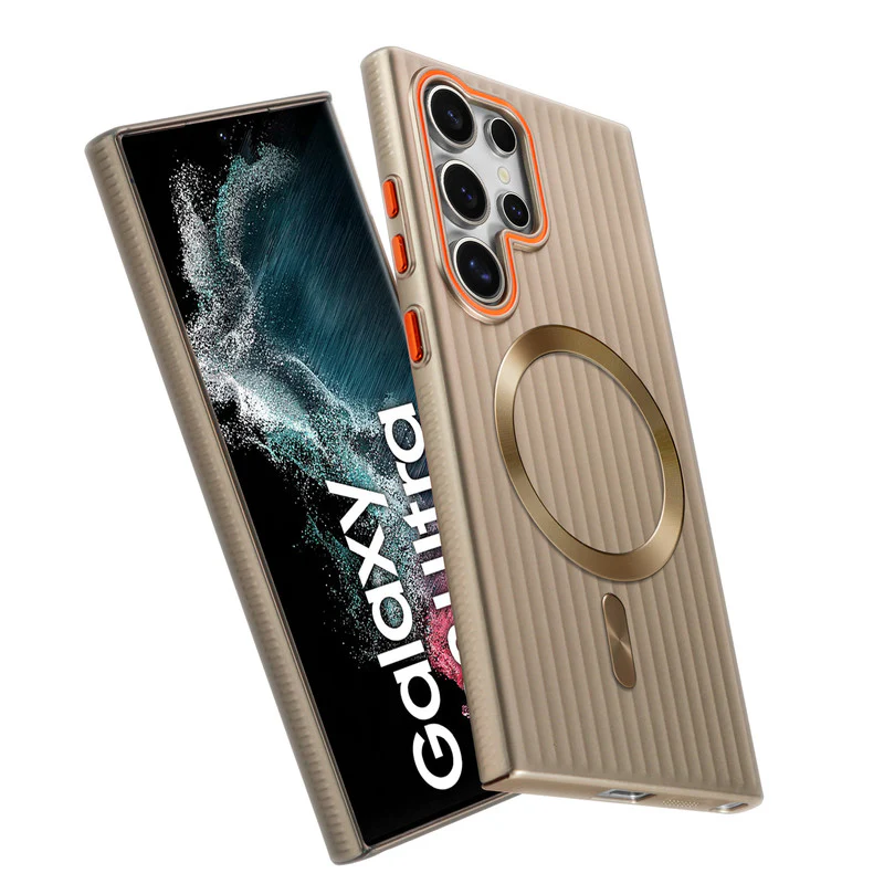 Titanium Grid Armor Hard Back Case For Samsung S22 Ultra 5G, With Wireless Charging Support Compatible - Image 35