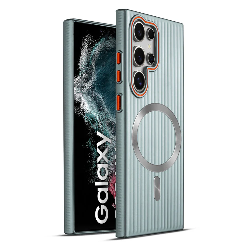 Titanium Grid Armor Hard Back Case For Samsung S22 Ultra 5G, With Wireless Charging Support Compatible - Image 8