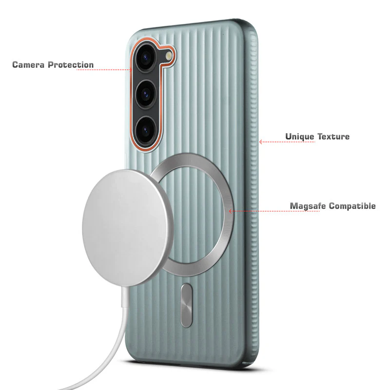 Titanium Grid Armor Hard Back Case For Samsung S23 5G, With Wireless Charging Support Compatible - Image 10