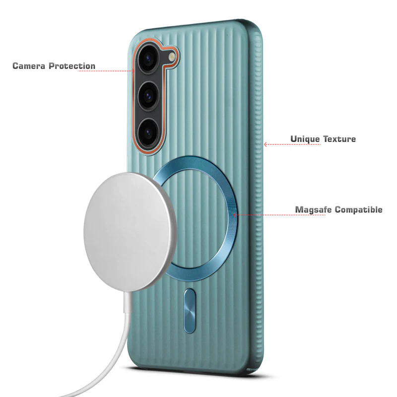 Titanium Grid Armor Hard Back Case For Samsung S23 5G, With Wireless Charging Support Compatible - Image 17