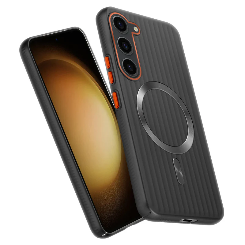 Titanium Grid Armor Hard Back Case For Samsung S23 5G, With Wireless Charging Support Compatible - Image 7