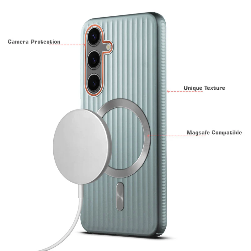 Titanium Grid Armor Hard Back Case For Samsung S24 5G, With Wireless Charging Support Compatible - Image 10