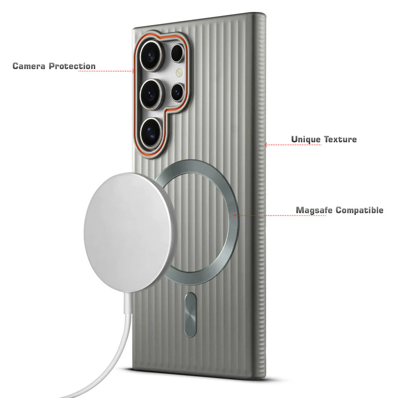 Titanium Grid Armor Hard Back Case For Samsung S24 Ultra 5G, With Wireless Charging Support Compatible - Image 24