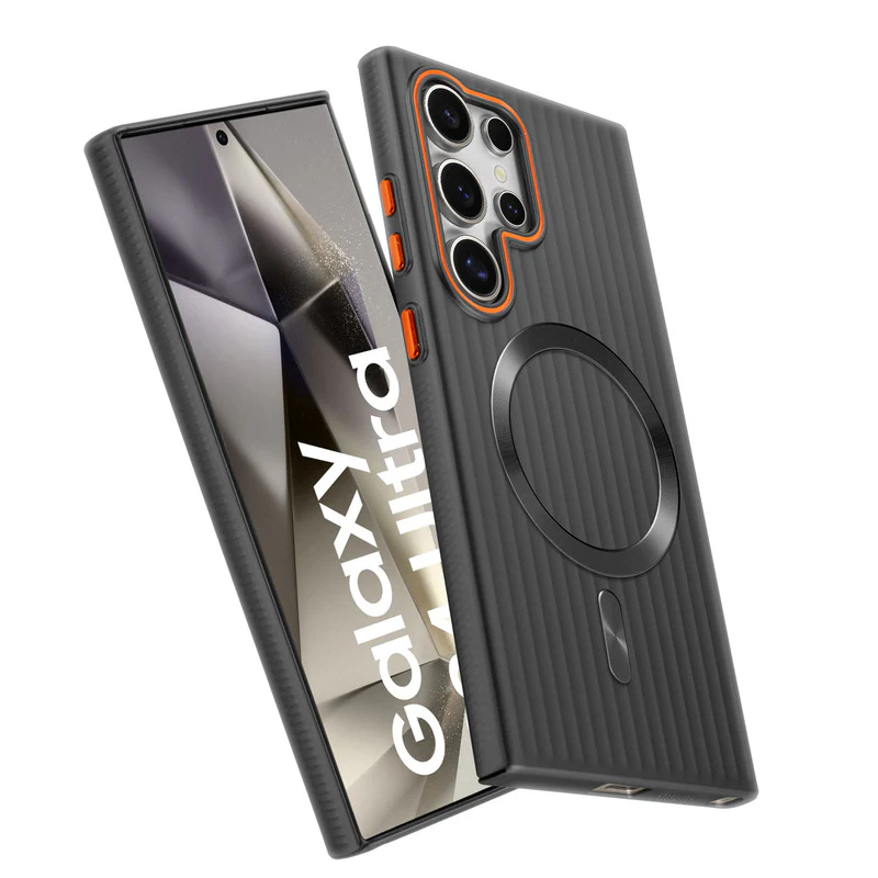 Titanium Grid Armor Hard Back Case For Samsung S24 Ultra 5G, With Wireless Charging Support Compatible - Image 7