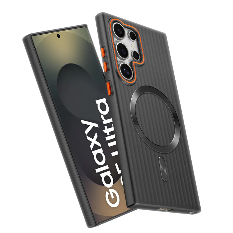 Titanium Grid Armor Hard Back Case For Samsung S25 Ultra 5G, With Wireless Charging Support Compatible - Image 35