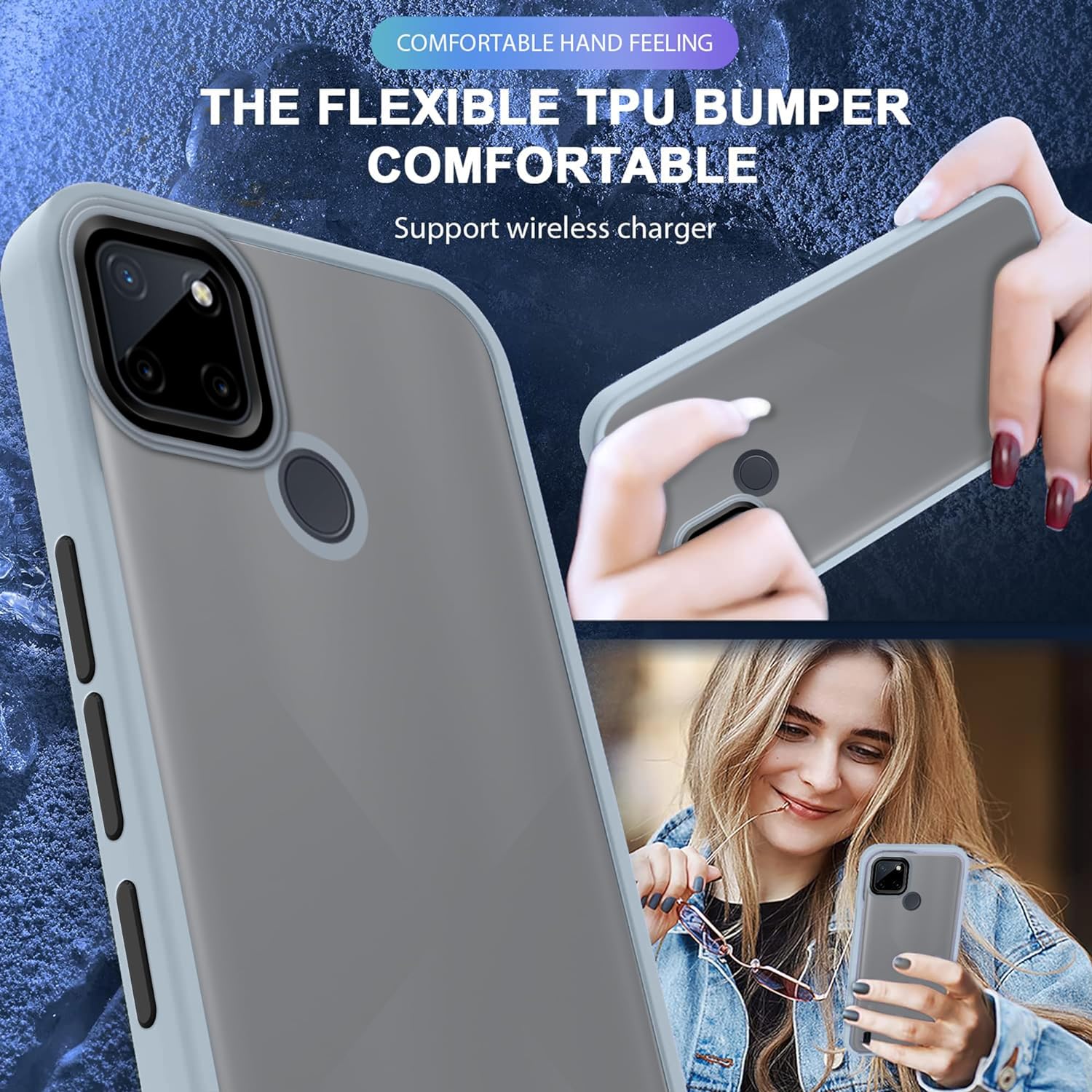 Translucent Matte Back Case Cover for Realme C21y | Realme C25y | Anti-Slip Back | Smooth Sides Soft -Black - Image 15
