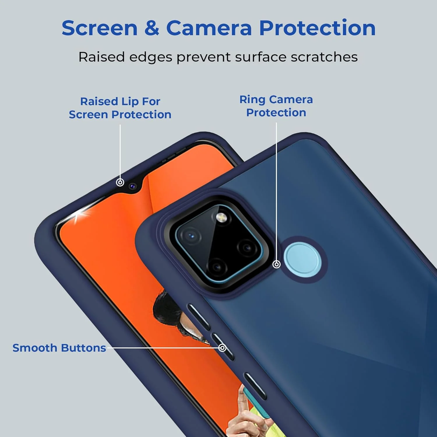 Translucent Matte Back Case Cover for Realme C21y | Realme C25y | Anti-Slip Back | Smooth Sides Soft -Black - Image 17