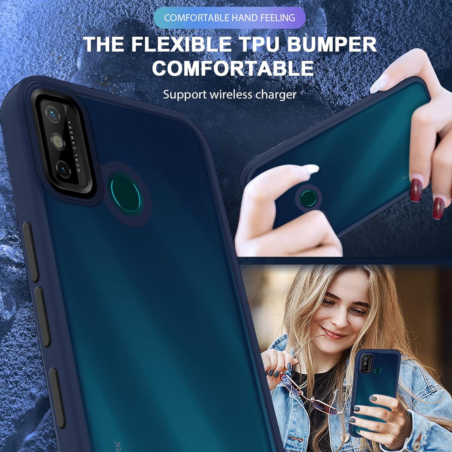 Translucent Matte Back Case Cover for Tecno Spark Go 2020 | Tecno Spark 6 Go | Anti-Slip Back | Smooth Sides Soft -Black - Image 23