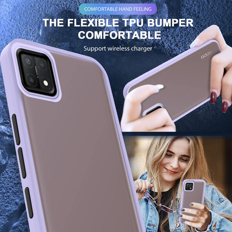 Translucent Matte with Shiny Camera Ring Back Cover for Oppo A15 - Image 36