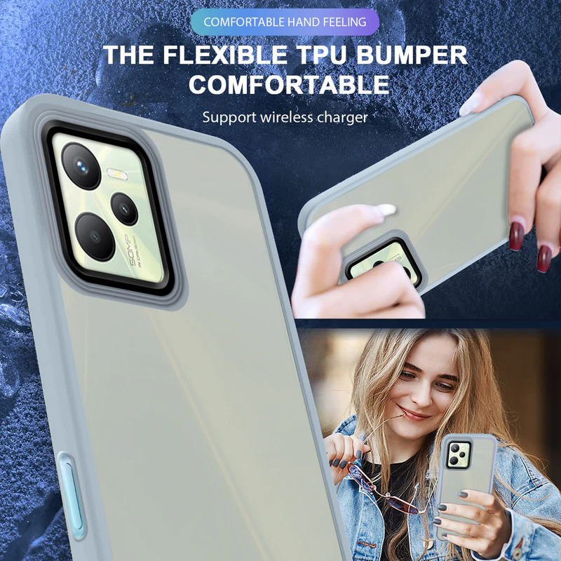 Translucent Matte with Shiny Camera Ring Back Cover for Realme C35 - Image 28