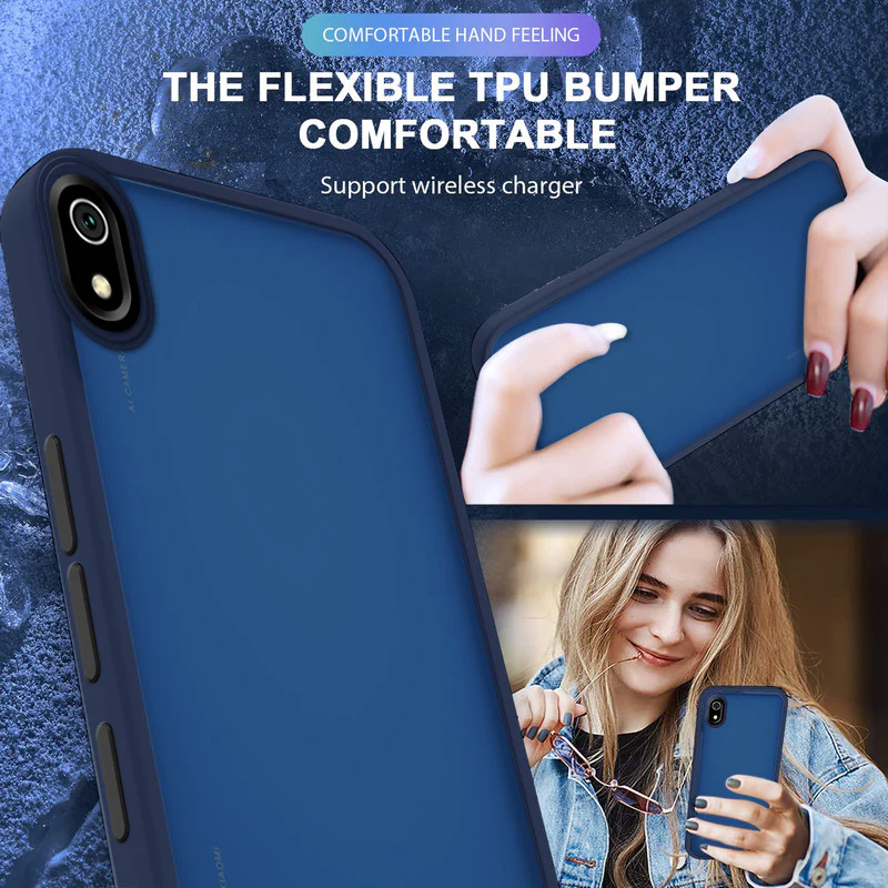 Translucent Matte with Shiny Camera Ring Back Cover for Redmi 7A - Image 14