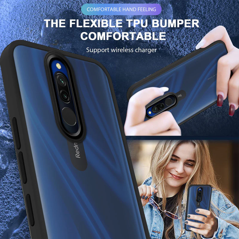 Translucent Matte with Shiny Camera Ring Back Cover for Redmi 8 - Image 7