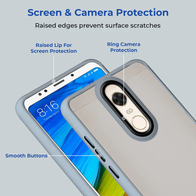 Translucent Matte with Shiny Camera Ring Back Cover for Redmi Note 5 - Image 16