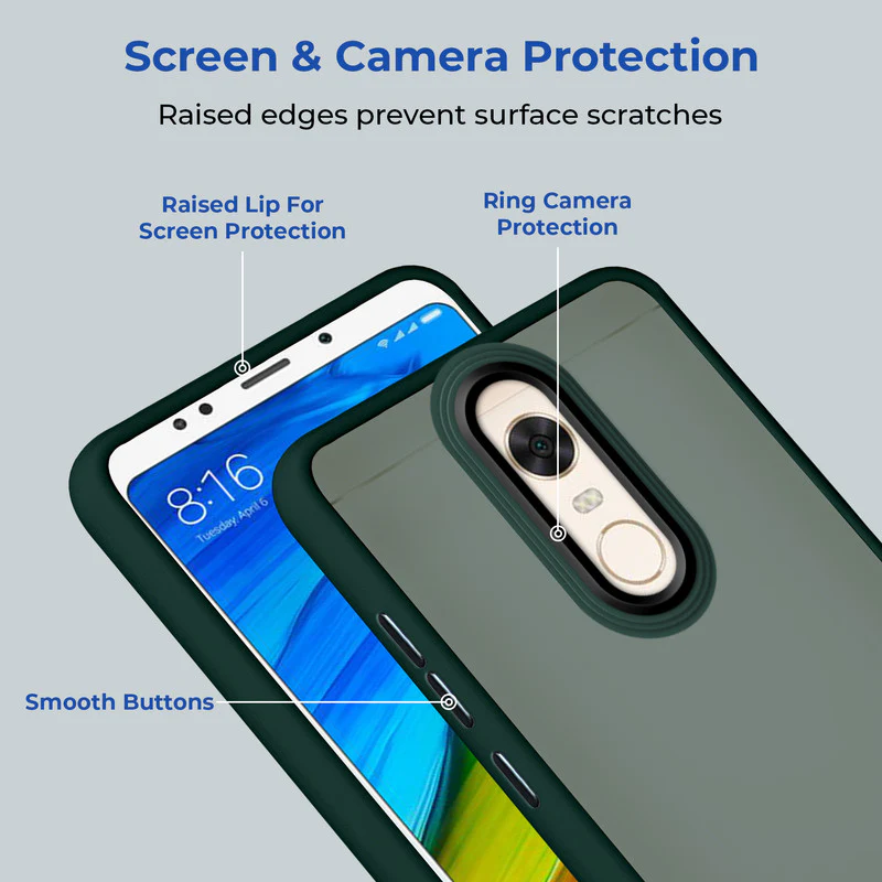 Translucent Matte with Shiny Camera Ring Back Cover for Redmi Note 5 - Image 23