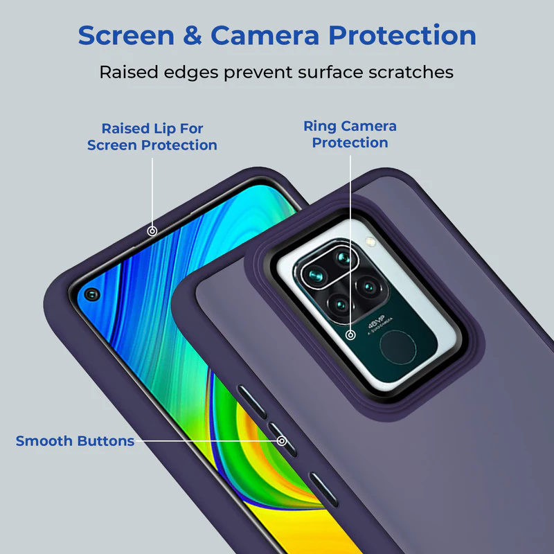 Translucent Matte with Shiny Camera Ring Back Cover for Redmi Note 9 - Image 17