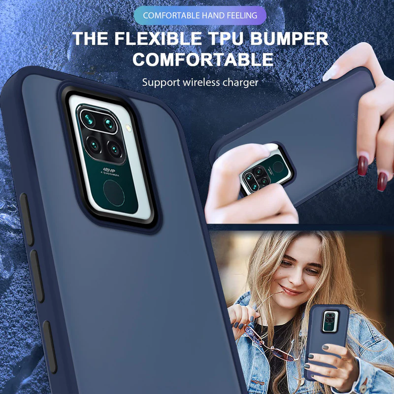 Translucent Matte with Shiny Camera Ring Back Cover for Redmi Note 9 - Image 8