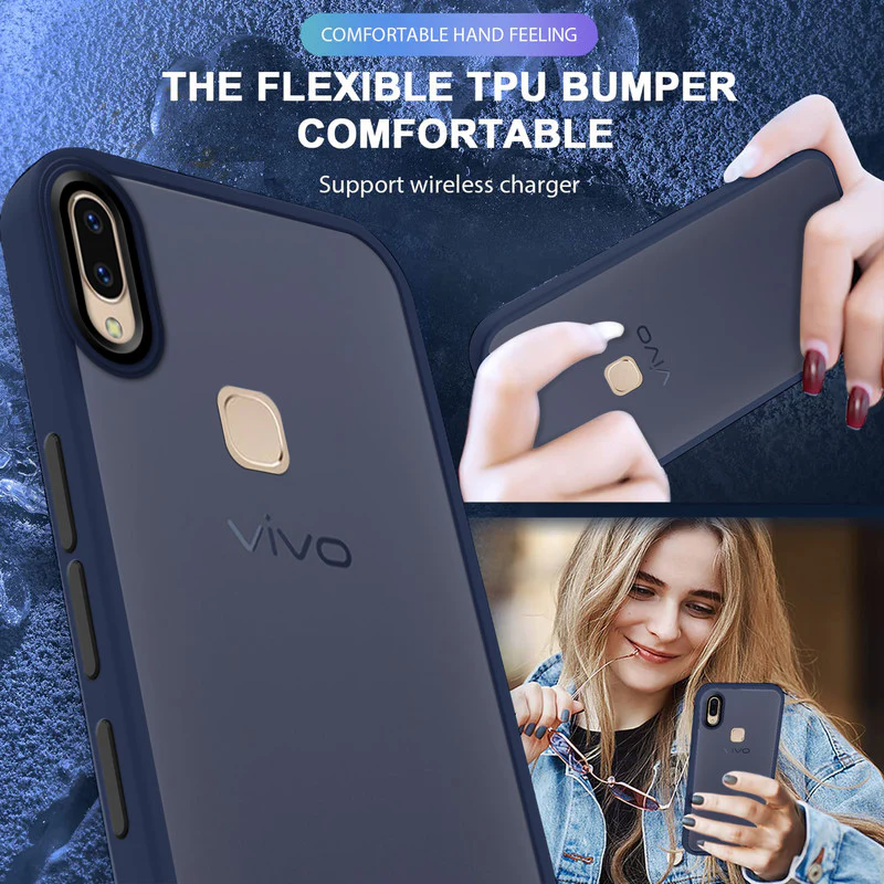 Translucent Matte with Shiny Camera Ring Back Cover for Vivo V9 - Image 15