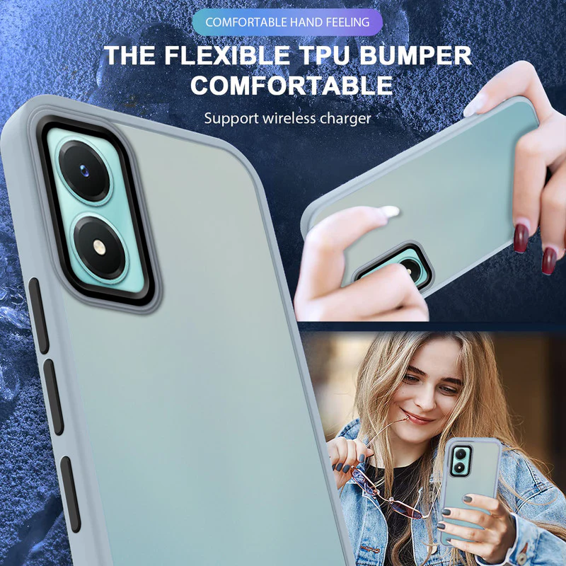 Translucent Matte with Shiny Camera Ring Back Cover for Vivo Y02s - Image 15