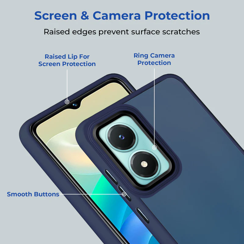 Translucent Matte with Shiny Camera Ring Back Cover for Vivo Y02s - Image 17