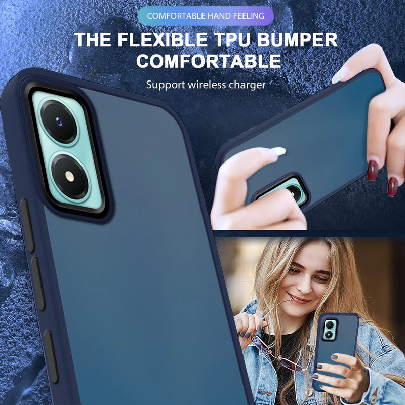 Translucent Matte with Shiny Camera Ring Back Cover for Vivo Y02s - Image 22