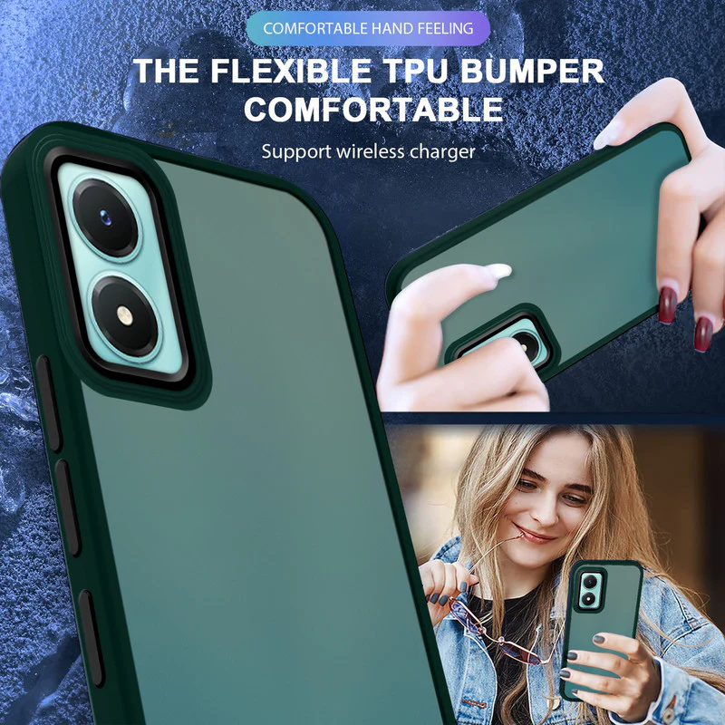 Translucent Matte with Shiny Camera Ring Back Cover for Vivo Y02s - Image 29