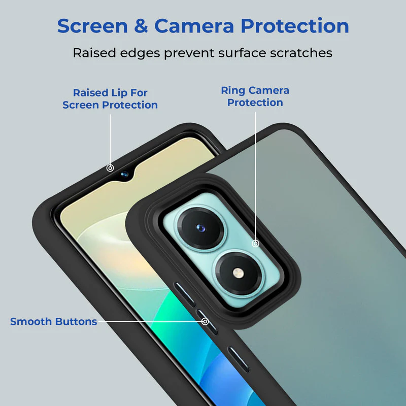 Translucent Matte with Shiny Camera Ring Back Cover for Vivo Y02s - Image 3