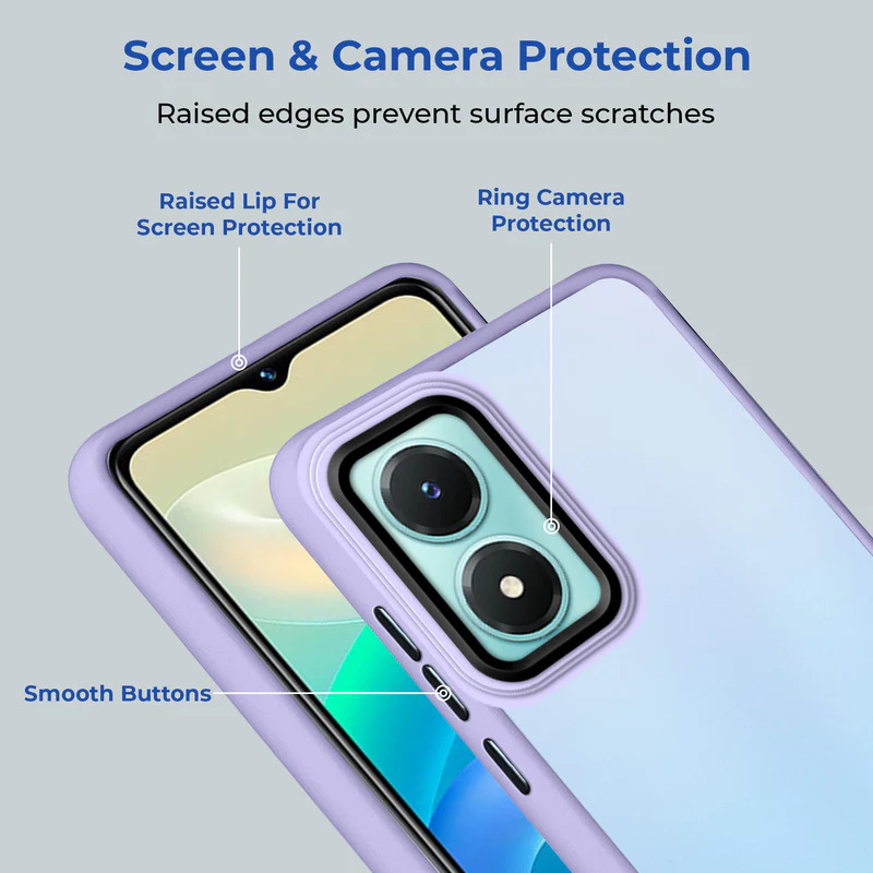 Translucent Matte with Shiny Camera Ring Back Cover for Vivo Y02s - Image 31