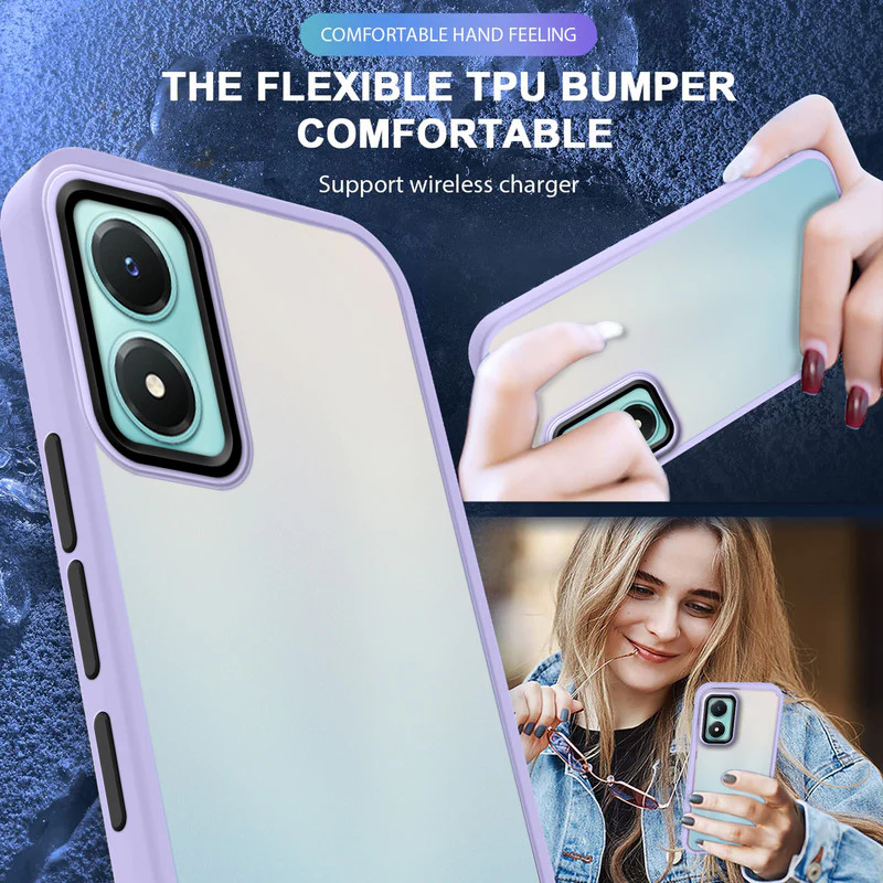 Translucent Matte with Shiny Camera Ring Back Cover for Vivo Y02s - Image 36