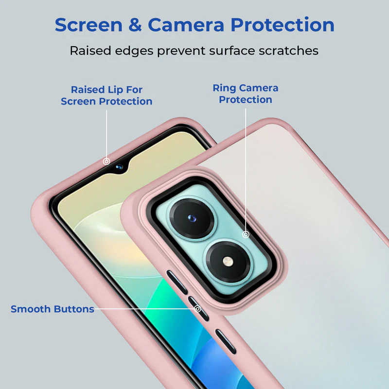 Translucent Matte with Shiny Camera Ring Back Cover for Vivo Y02s - Image 38