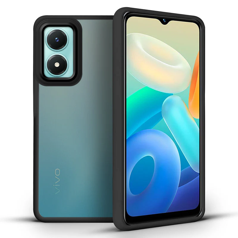 Translucent Matte with Shiny Camera Ring Back Cover for Vivo Y02s - Image 5